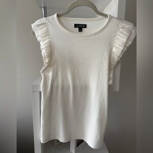 J. Crew Cream Ruffle Sleeve Tank Top
